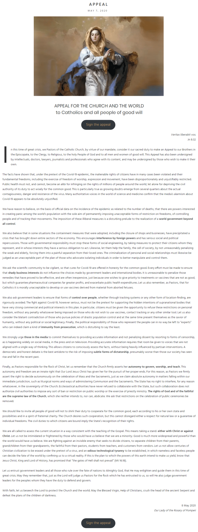 APPEAL FOR THE CHURCH AND THE WORLD2