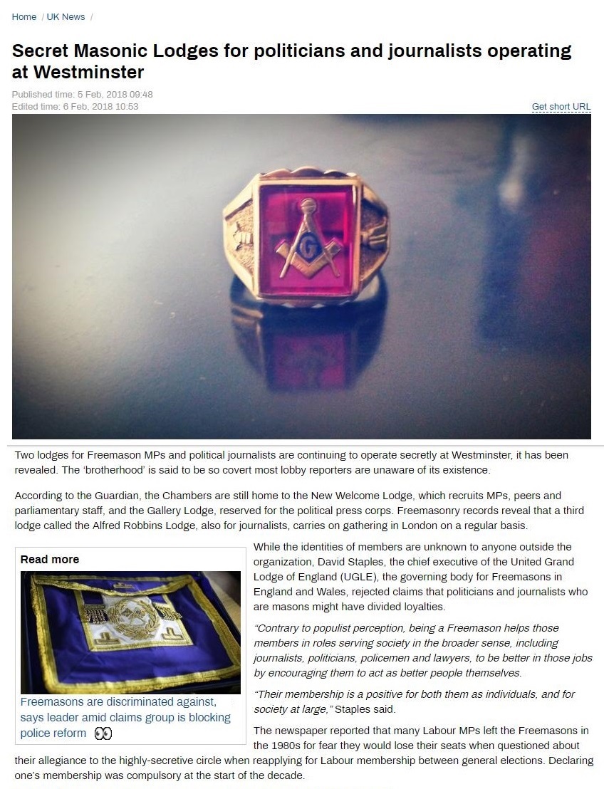 Secret Masonic Lodges at Westminster